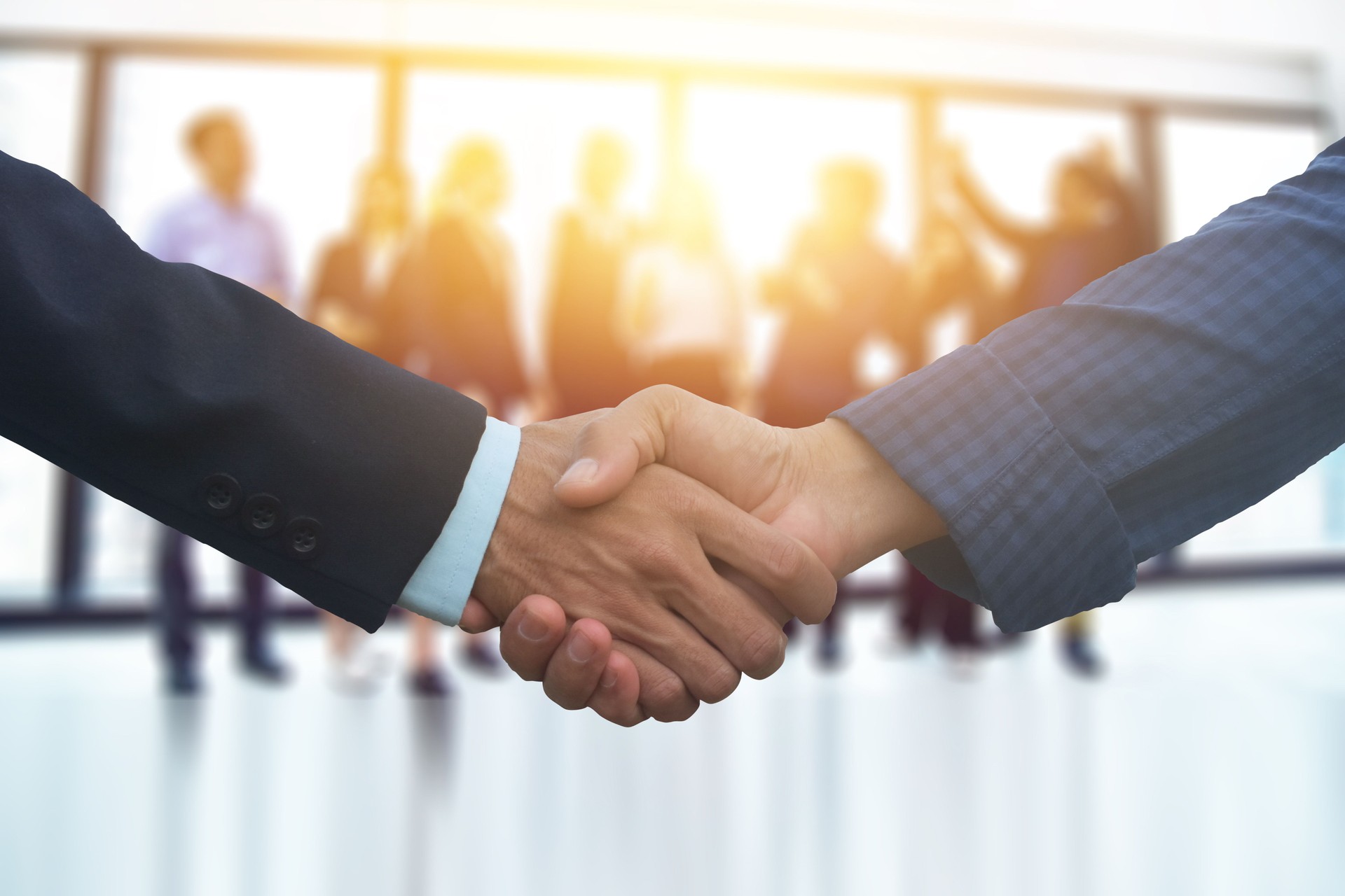 Colleagues Shaking Hands In Office Colleagues Shaking Hands In Office